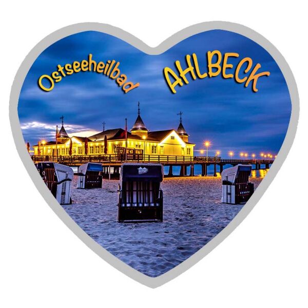 Ahlbeck Magnet Glas Herzform Ostseebad Ostseeinsel Usedom