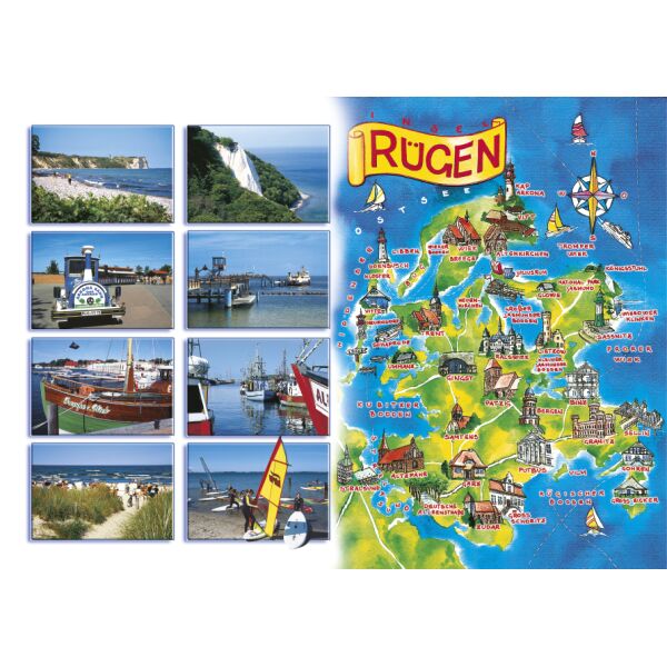 Insel Rügen Postkarte Weltpostkarte Ostseeinsel Karte und Fotos