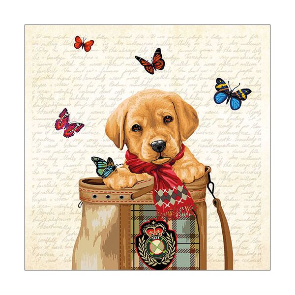 Servietten Lunch Welpe Hund und Schmetterlinge 33x33cm 20 Servietten