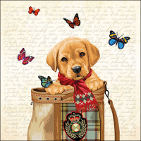 Servietten Lunch Welpe Hund und Schmetterlinge 33x33cm 20...
