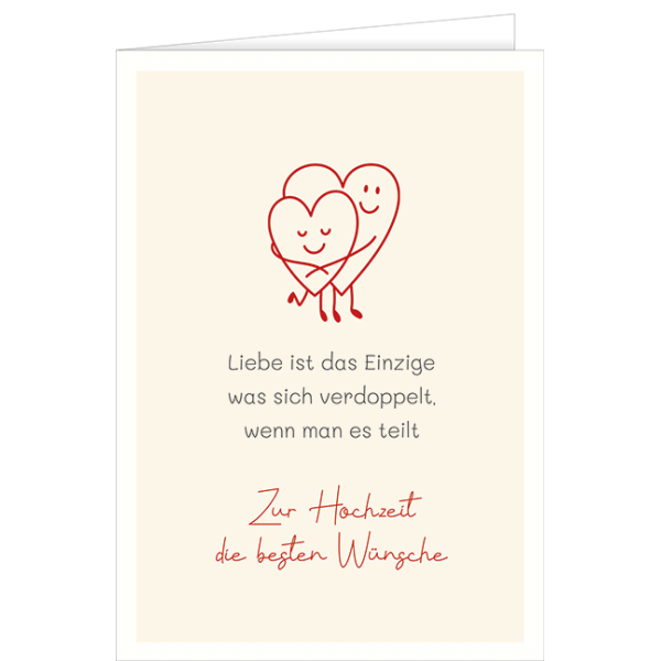 Hochzeit große A4 XXL Karte mit Umschlag Liebe ist das Einzige was sich verdoppelt, wenn man es teilt