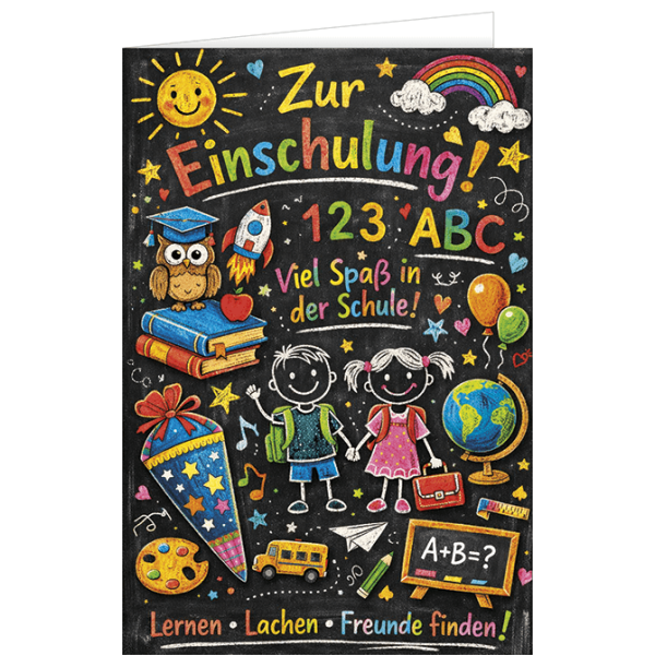 Schulanfang Glückwunschkarte mit Briefumschlag zur Einschulung Viel Spaß in der Schule