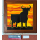 Kachelbild Stier Sonnenuntergang Espana mit Rahmen 2x2 Kacheln im Format 15x15cm Gesamtgröße mit Rahmen 37,5 x 37,5 cm