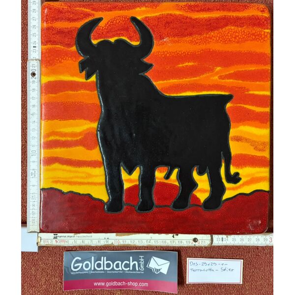 Kachelbild Stier Espana Osborne-Stier Spanien bemalte Terracottaplatte 29x29 cm
