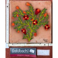 Kachelbild Beerenzweig orange-rot-grün bemalte...