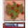 Kachelbild Beerenzweig orange-rot-grün bemalte Terracottaplatte 24x24 cm