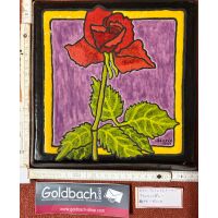 Kachelbild Rose Blume Unikat handbemalte Terracottaplatte...