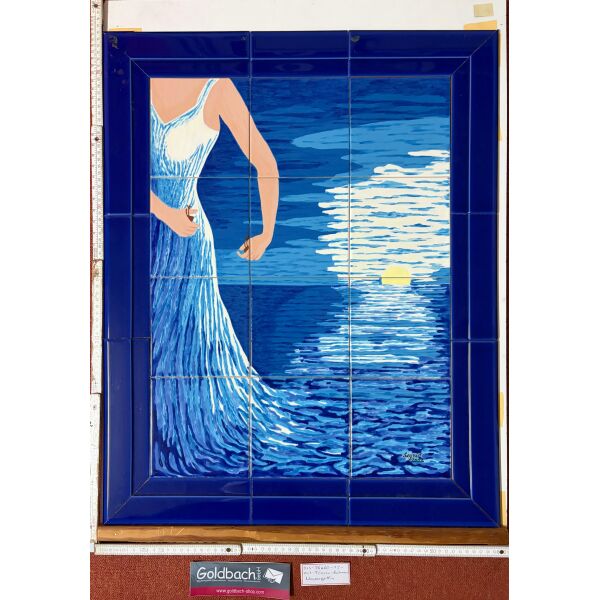 Kachelbild Wassergöttin Frau Meer Unikat handbemalte Kacheln 60x76cm von Dieter und Sigrid Goldbach