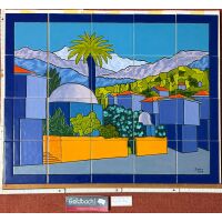 Kachelbild Dorf vor Bergen Marokko Spanien Tunesien mit...