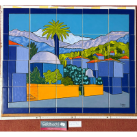 Kachelbild Dorf vor Bergen Marokko Spanien Tunesien mit...