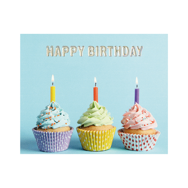 Geburtstag Happy Birthday Kerzen Muffins Midikarte Minikarte Blumenkärtchen mit Klammer