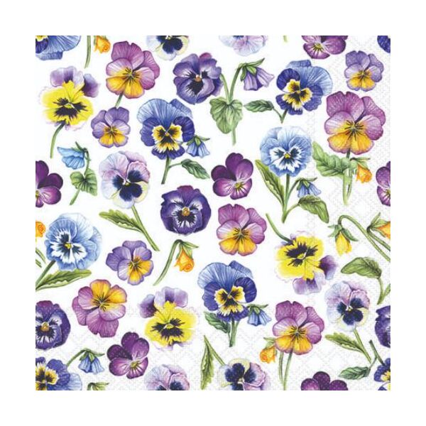 Cocktail Servietten 25 x 25 cm 3-lagig 20 Servietten Pansy All Over FSC Mix Stiefmütterchen