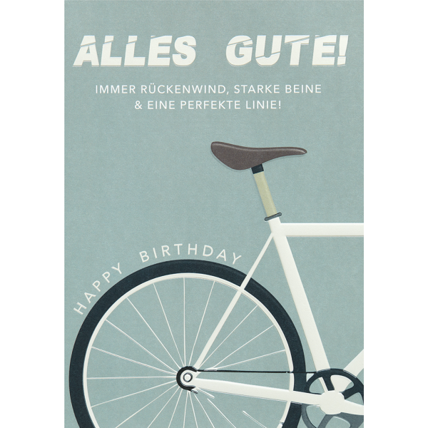 Geburtstag Alles Gute Fahrrad Wünsche unverpackte Glückwunschkarte mit Umschlag