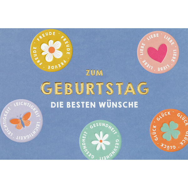 Geburtstag Zum Geburtstag die besten Wünsche unverpackte Glückwunschkarte mit Umschlag