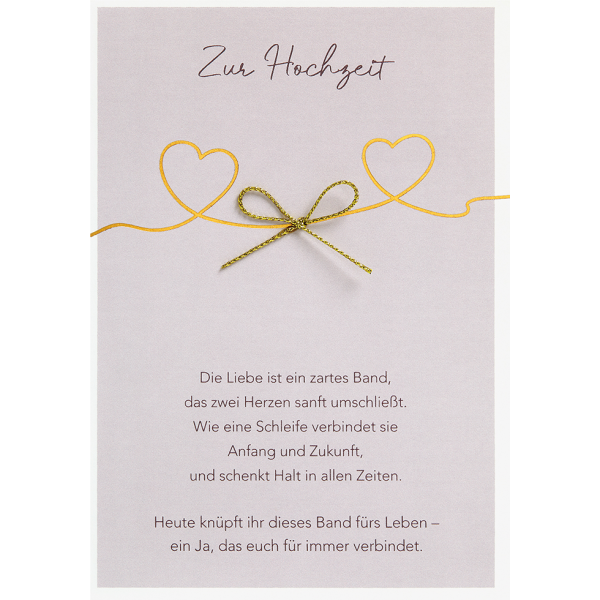 Zur Hochzeit Schleife Die Liebe ist ein zartes Band Glückwunschkarte mit Umschlag