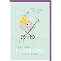 Geburt Baby Glückwunschkarte mit Umschlag Vögel...