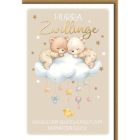 Geburt Baby Glückwunschkarte mit Umschlag Zwillinge...
