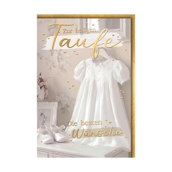 Taufe Glückwunschkarte mit Umschlag Taufkleid und Schuhe Zur heiligen Taufe Die besten Wünsche