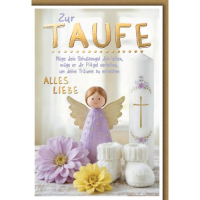 Taufe Glückwunschkarte mit Umschlag Engelsfigur...