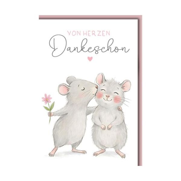 Danke Grußkarte mit Umschlag Kuss für das Mäuschen von Herzen Dankeschön