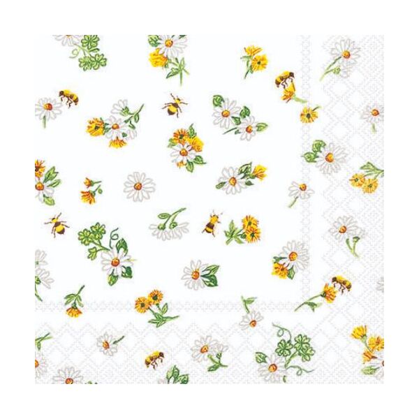 Cocktail Servietten 25 x 25 cm 3-lagig 20 Servietten Daisy All Over FSC Mix Gänseblümchen