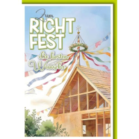 Richtfest Grußkarte mit Umschlag Holzbau mit Richtbaum