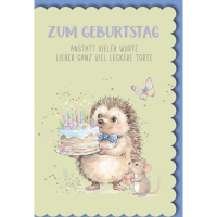Geburtstag Glückwunschkarte mit Umschlag Igel und...