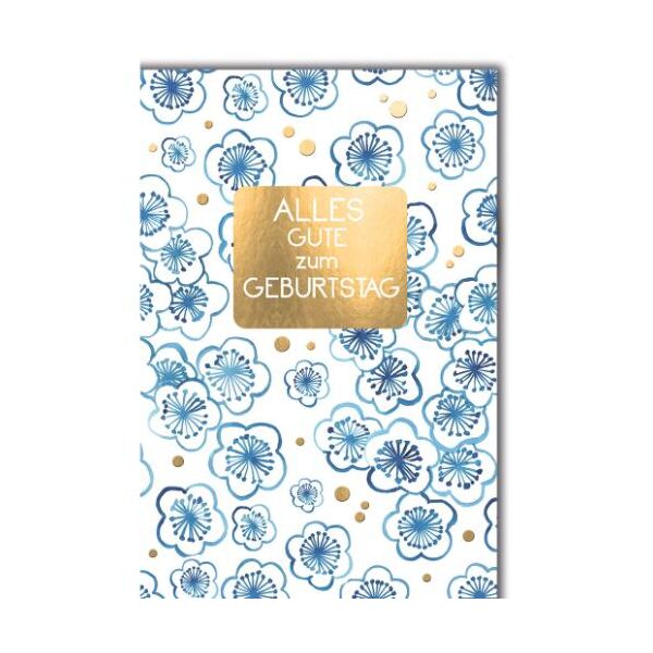 Geburtstag Glückwunschkarte mit Umschlag Kirschblütenmuster blau Alles Gute zum Geburtstag