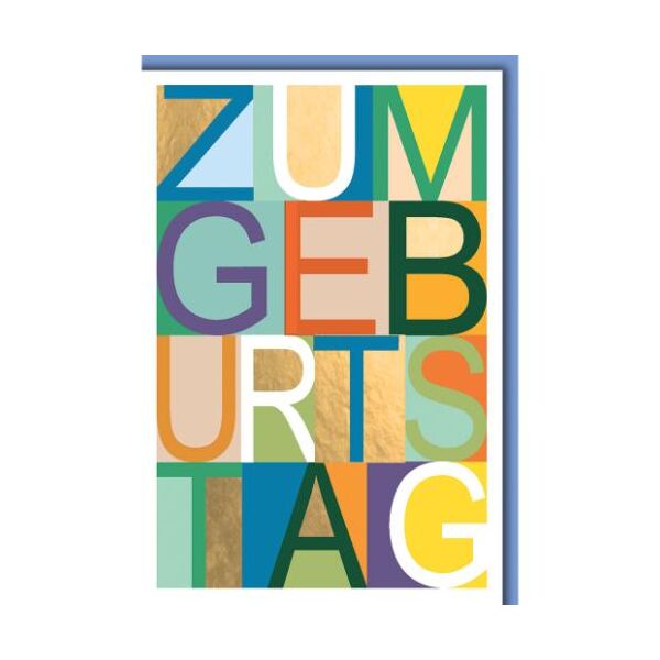 Geburtstag Glückwunschkarte mit Umschlag Blockbuchstaben bunt ZUM GEBURTSTAG