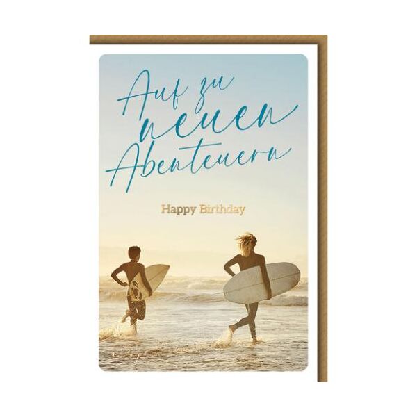 Geburtstag Glückwunschkarte mit Umschlag Surfer im Meer Auf zu neuen Abenteuern Happy Birthday
