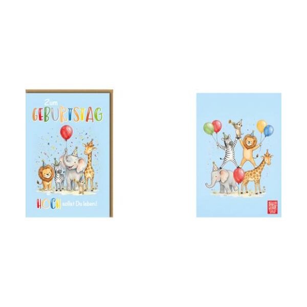 Kindergeburtstag Glückwunschkarte mit Umschlag Animovies Wildtiere feiern Hoch sollst Du leben! Geburtstagsparty
