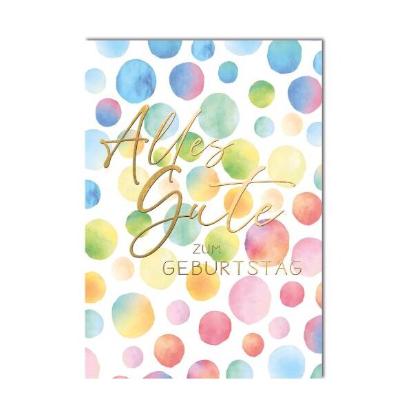 Geburtstag große A4 XXLGlückwunschkarte mit Umschlag bunte Aquarellkreise Alles Gute zum Geburtstag
