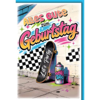 Geburtstag Glückwunschkarte mit Umschlag Skateboard...