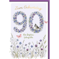 90. Geburtstag Glückwunschkarte mit Umschlag Zahl...
