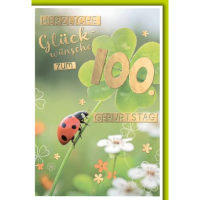 100. Geburtstag Glückwunschkarte mit Umschlag...