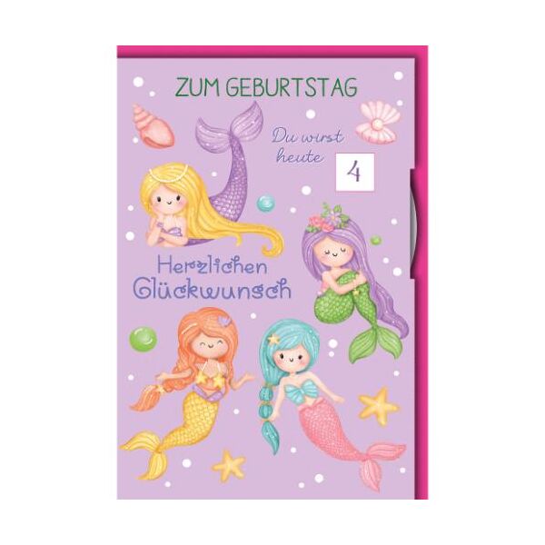 Kinderzahlengeburtstag Drehrad Glückwunschkarte mit Umschlag Meerjungfrauen Herzlichen Glückwunsch Du wirst heute