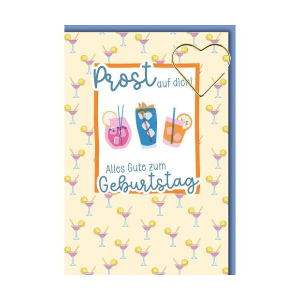 Geburtstag Glückwunschkarte mit Umschlag Cocktails Prost auf dich! Alles Gute zum Geburtstag