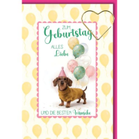 Geburtstag Glückwunschkarte mit Umschlag Dackel mit...