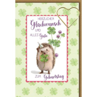 Geburtstag Glückwunschkarte mit Umschlag Igel mit...