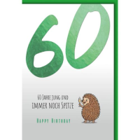 60. Geburtstag Glückwunschkarte mit Umschlag Igel...