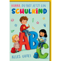 Schulanfang Glückwunschkarte mit Umschlag Kinder auf...