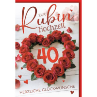 Rubinhochzeit 40. Hochzeitstag Glückwunschkarte mit...