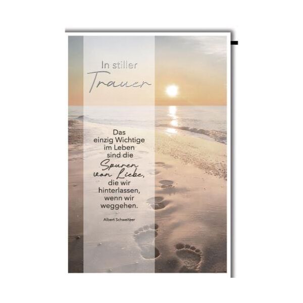 Trauer Beileid Kondolenzkarte mit Umschlag In stiller Trauer Sandstrand Das einzig Wichtige im Leben sind die Spuren von Liebe, die wir hinterlassen, wenn wir weggehen.