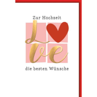 Hochzeit Glückwunschkarte mit Umschlag Love mit Herz...