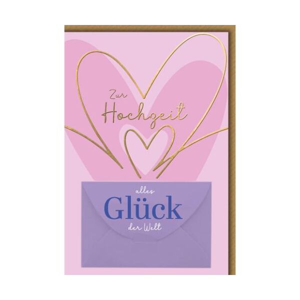 Hochzeit Geldkarte Glückwunschkarte mit Umschlag Goldherzen abstrakt alles Glück der Welt