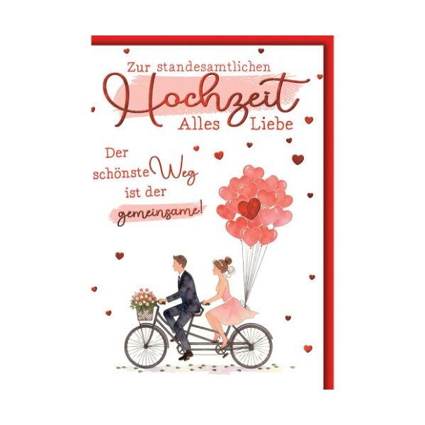 Hochzeit Glückwunschkarte mit Umschlag Zur standesamtlichen Hochzeit Tandem Der schönste Weg ist der gemeinsame!