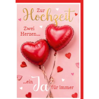 Hochzeit Glückwunschkarte mit Umschlag zwei rote...
