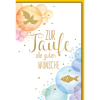 Taufe Glückwunschkarte mit Umschlag Blasen mit Taube...