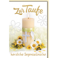 Taufe Glückwunschkarte mit Umschlag Taufkerze Blumen...