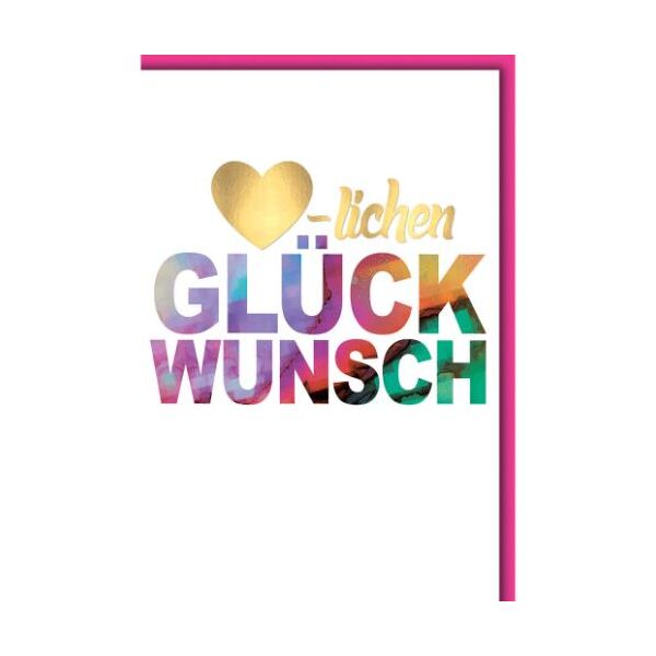 Allgemeine Wünsche Glückwunschkarte mit Umschlag goldenes Herz - lichen Glückwunsch